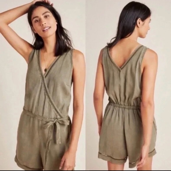cloth & stone Pants - Cloth & Stone for Anthropologie Olive Green Sleeveless Shorts Romper, Size XS